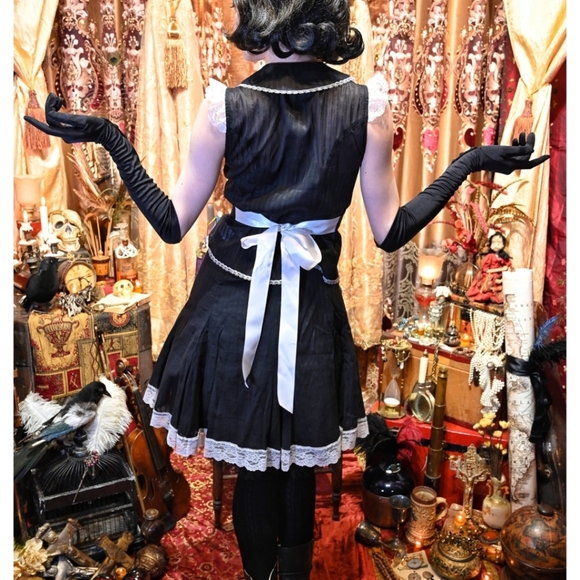 Rare Vintage Lip Service matching set  Maid Goth Lolita Black White costume set - Picture 3 of 16